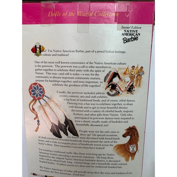 1993 Native American Barbie 2nd Edition Dolls Of The World Collection With Stand - Picture 7 of 11
